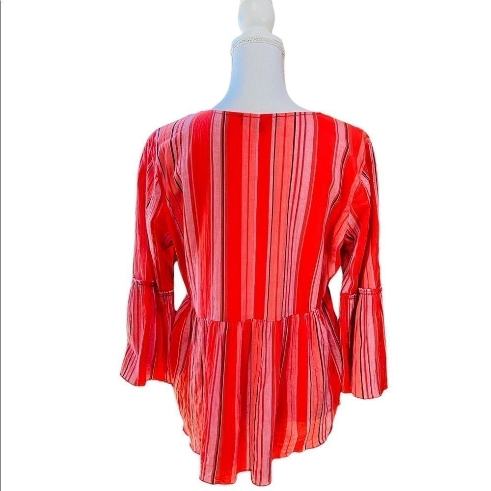SANCTUARY WOMENS CUTE RED ORANGE STRIPED BLOUSE SIZE MEDIUM - Picture 6 of 8